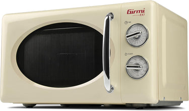 Girmi FM21 Microondas Combinado de Diseño Vintage, 20 L, 700+800 W, Cocción Combinada, Función Grill, Temporizador de 30 Minutos, Descongelar, Color Crema